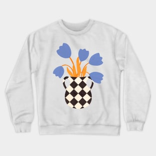 Checkered vase and tulips Crewneck Sweatshirt